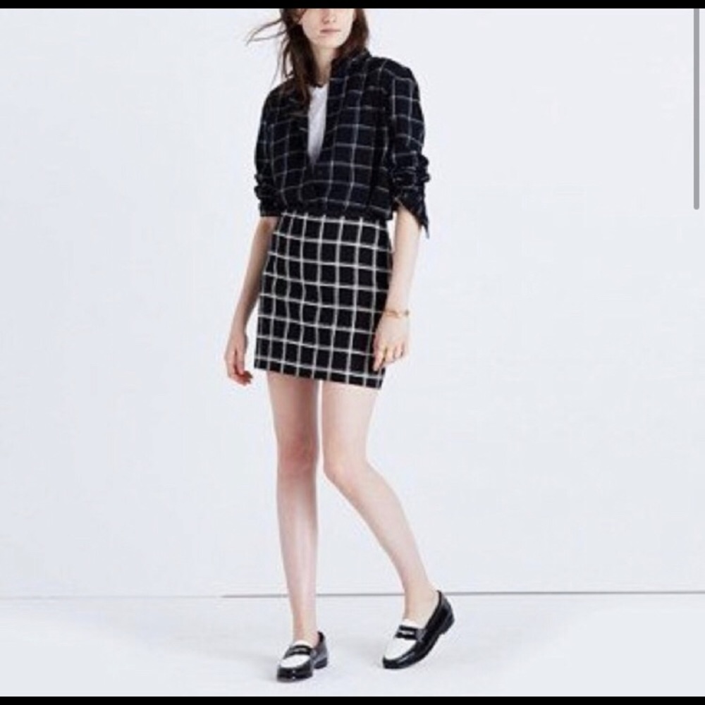 Madewell Double Windowpane Mini Skirt Sz 6